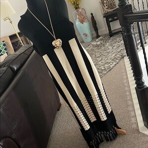 Black and Cream Striped Knit Dress